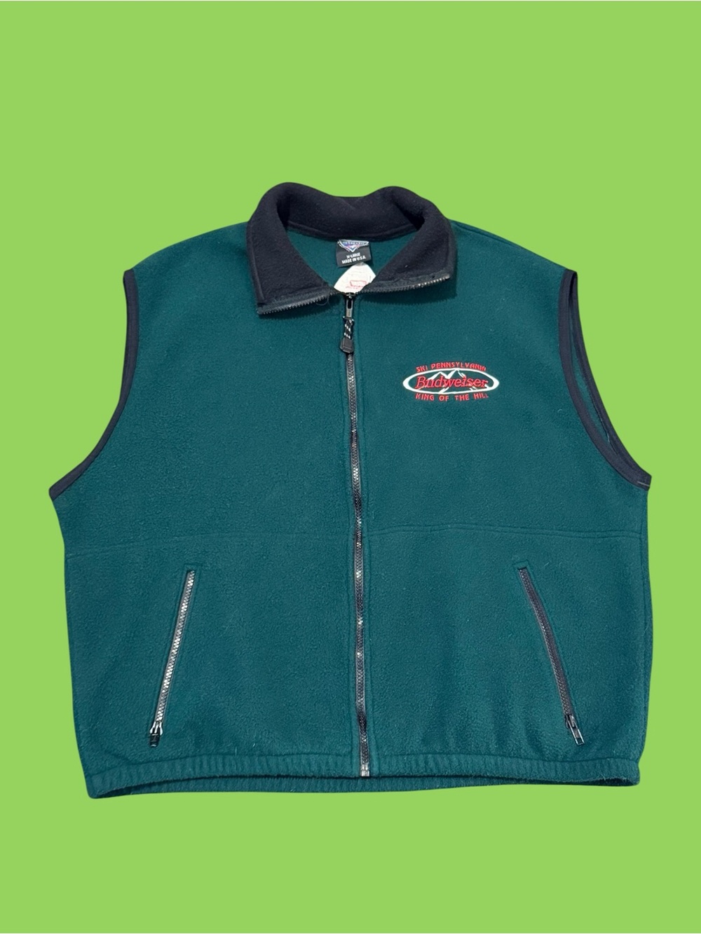 Vintage 90s Budweiser Rossignol Ski Pennsylvania Fleece Vest XL USA Rare